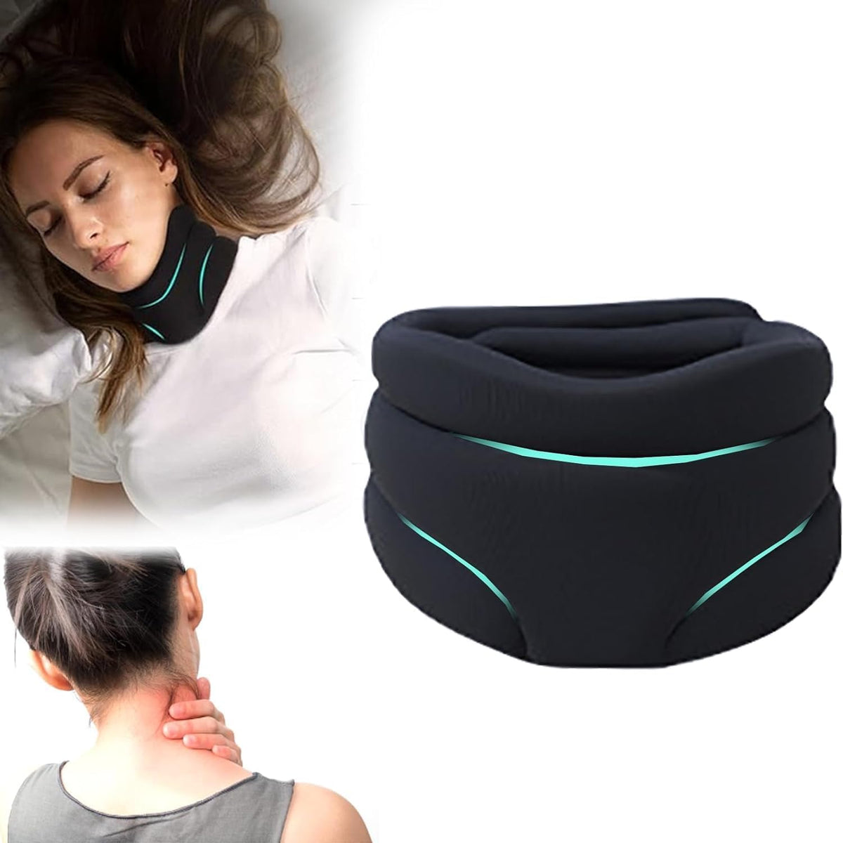 Cervicorrect Neck Brace, Soft Foam Cervical Support for Neck Pain & Snoring, Black RT67