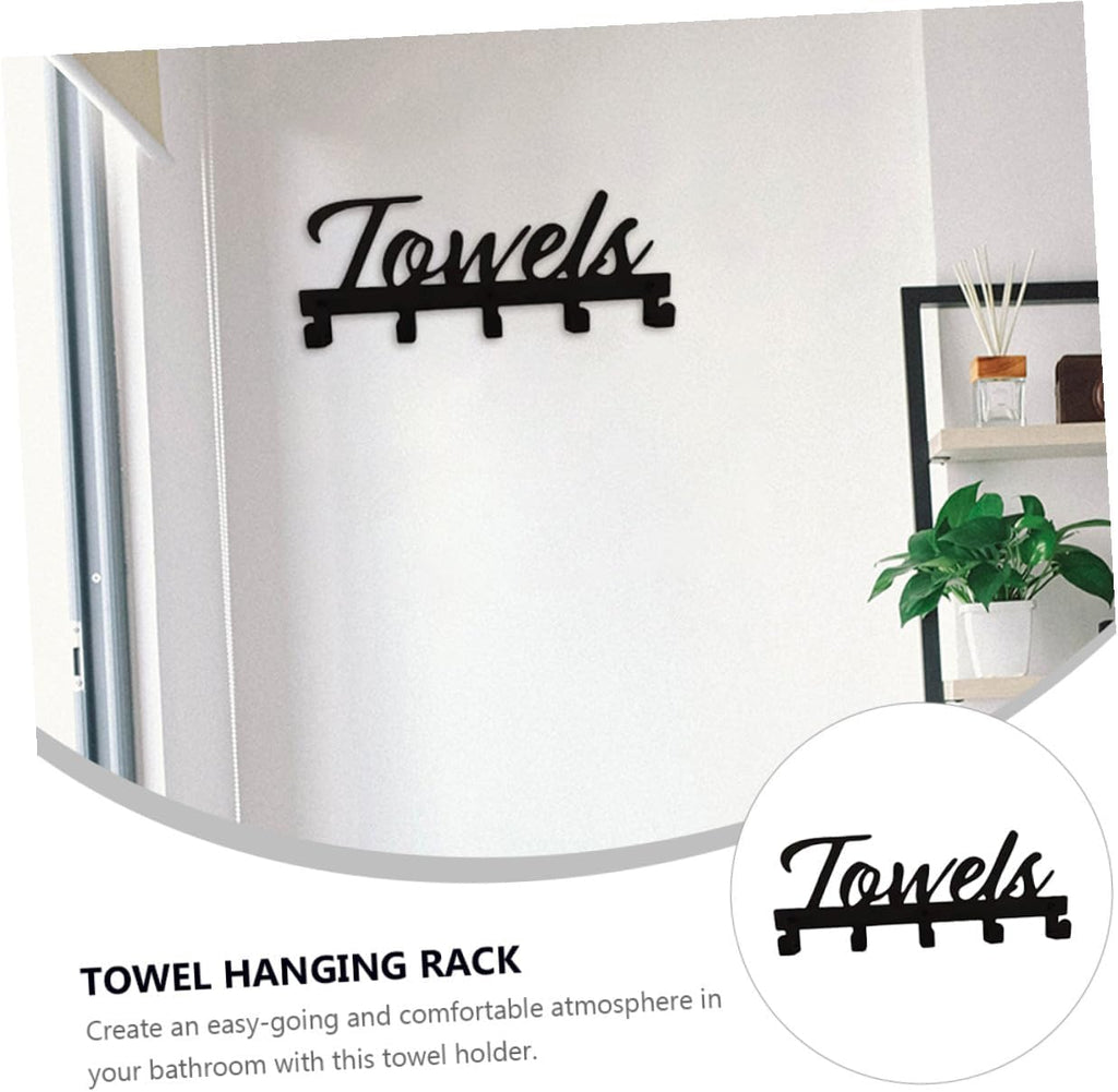 Multi-Functional Black Iron Towel Hook Wall Mount for Kitchen Bathroom Wardrobe Hanger for Clothes Coats Swimwear and Towels