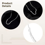 S925 Sterling Silver Necklace, Adjustable Square Pendant Chain with Rhodium Plating & Gift Box