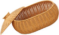 Rattan Woven Storage Basket Fruit Bin with Lid, Large Capacity Natural Decorative Design for Home Organization, Lightweight Strong Construction, for Snacks