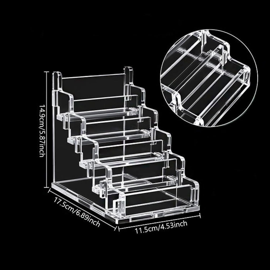 5 Tier Clear Acrylic Business Card Holder Stand - Detachable Tiered Desk Business Card Display Organizer Rack for Office Countertop, Retail Store, Trade Show, Reception & Tabletop Display