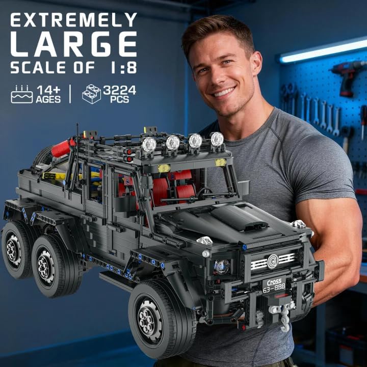 1:8 Off-Road Car Building Set, 4x4 SUV Model Kit for Adults & Teens