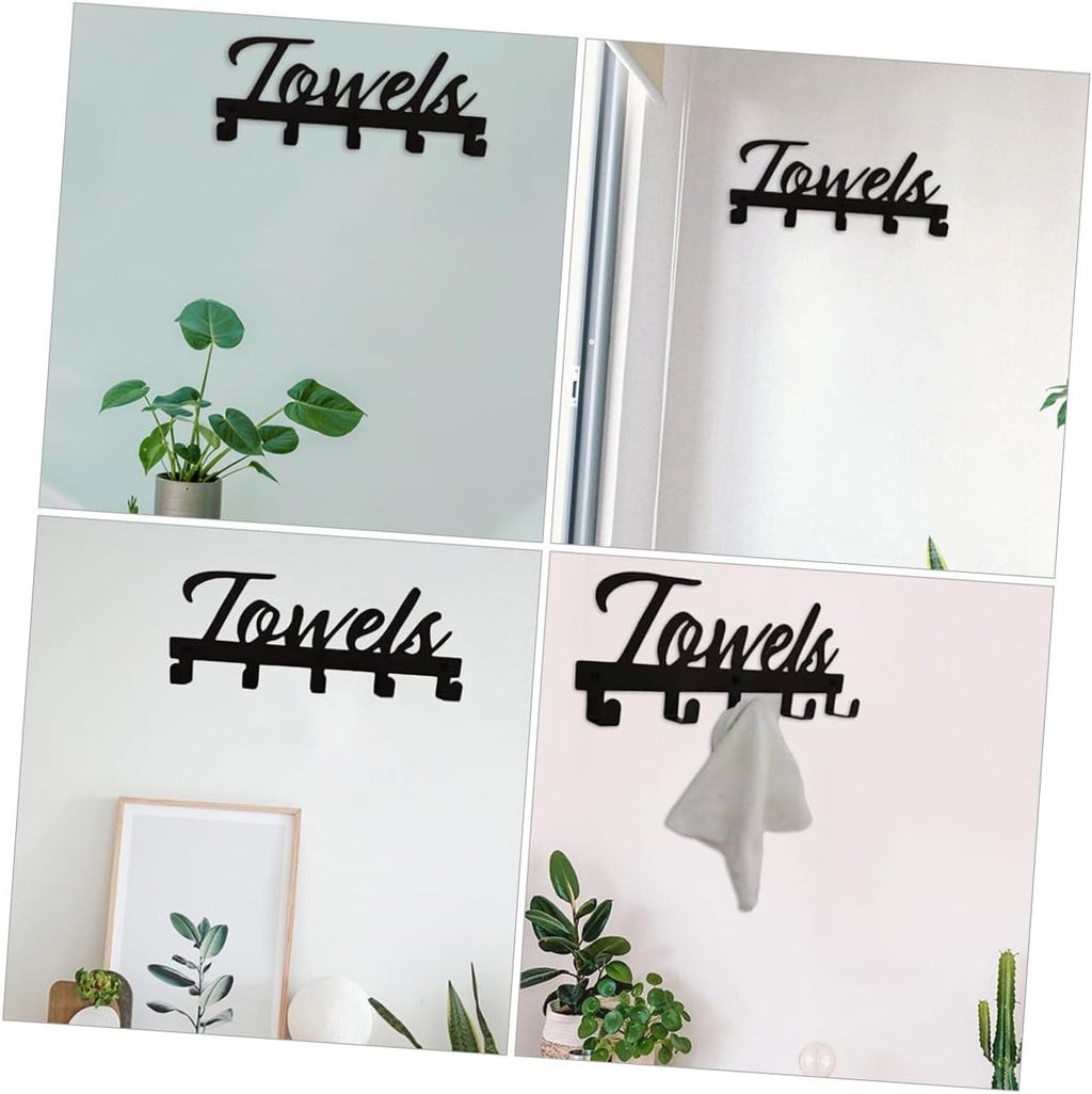 Multi-Functional Black Iron Towel Hook Wall Mount for Kitchen Bathroom Wardrobe Hanger for Clothes Coats Swimwear and Towels
