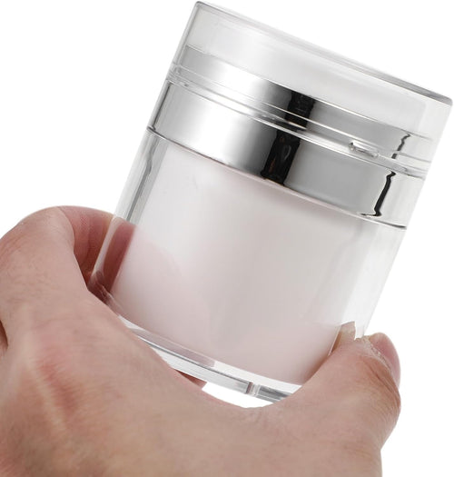 5pcs 50ml Airless Pump Bottles, Silver PP Plastic Cream Dispensers Flat-top Design, Portable 50ml Size, for Skincare Products and Eye Creams, Leak-free Travel