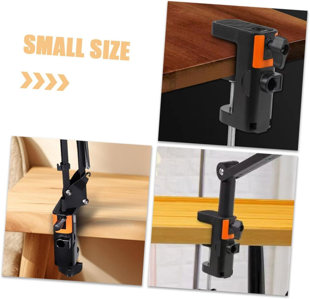 Iron Desktop Bracket Clamp for Microphone Stand Holder Black Iron Build, Non Slip Grip, Adjustable Screws, Desk Mounting Clamp for Home Studio Use