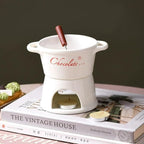 Fondue Pot Set, Ceramic Chocolate Melting Cup with 2 Forks, No Candles Mini Hot Pot Bowl can Melting Cheese Butter Chocolate Caramel, Gifts for Birthday Christmas Date Night Weddings Valentines