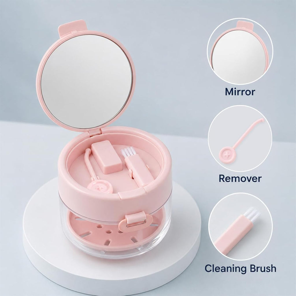 Retainer Cleaner Case Travel Storage Box With Drain Tray (3 Pcs) Stores And Soaks Retainers Safely For Daily Cleaning At Home Or While Traveling
