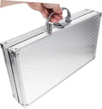 Silver Aluminum Alloy Tool Box Hard Shell Briefcase for Office Home Wear Resistant Lightweight Build, Clasp Security and Reinforced Corners, Stylish Silver Finish for Storage