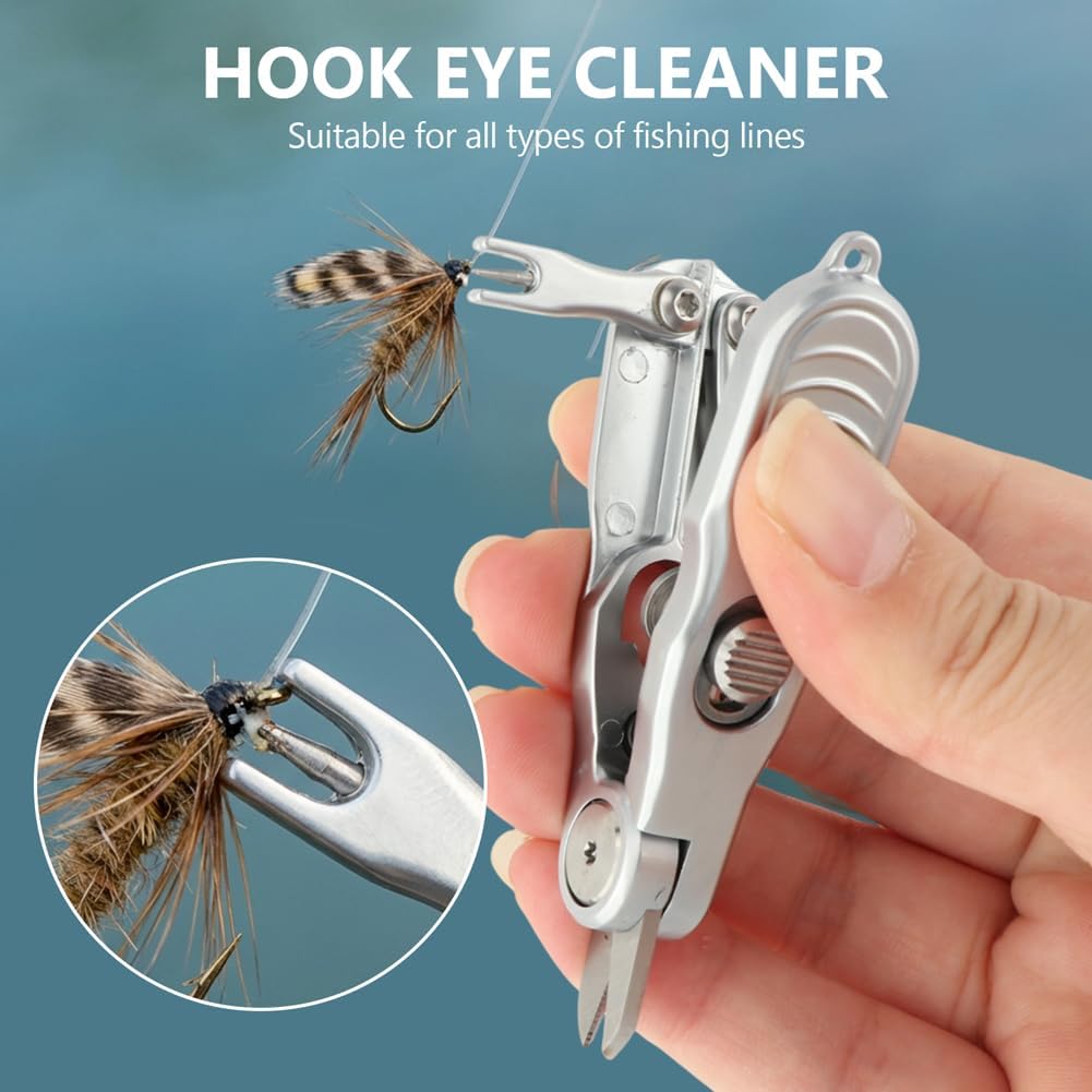 Fishing Line Cutter Tool, Fishing Scissors, Fly Tying Scissors, Multi-Function Folding Angler Accessory with Retractors and Knot Tying Tool, Stainless Steel Blades for Mono and Fluoro Lines