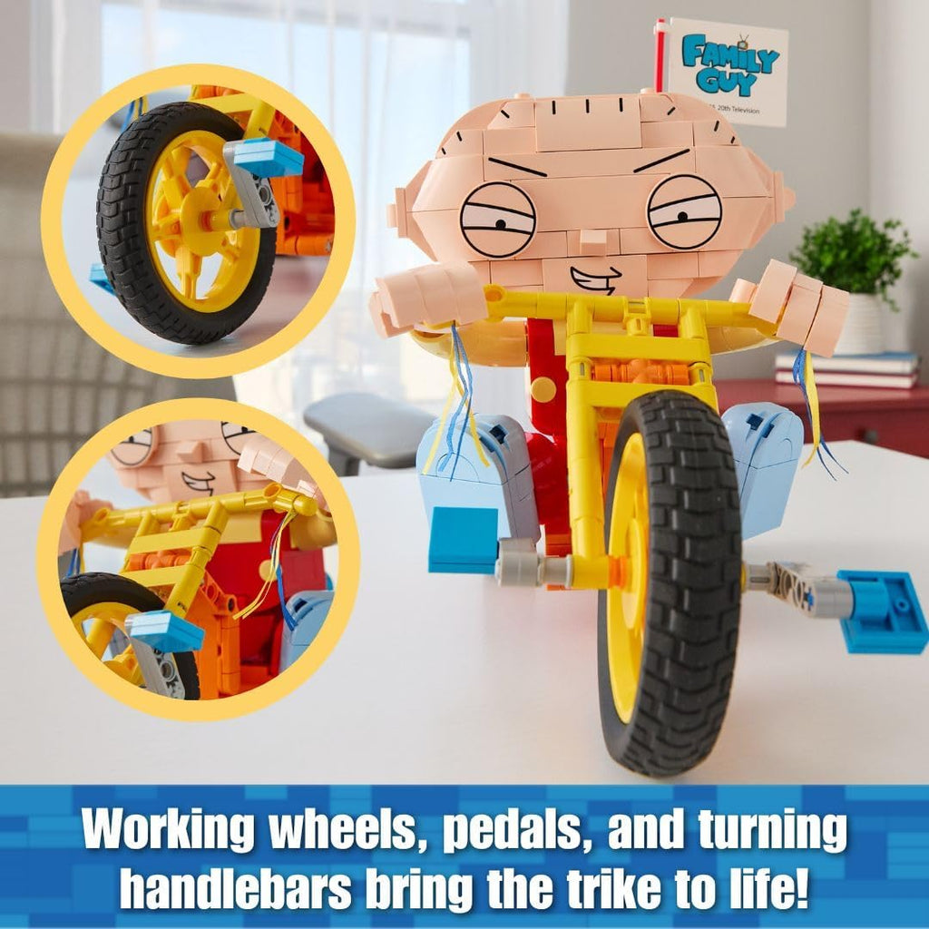 Family Guy Stewie on Trike Building Kit, 429-Piece Collectible Display Model