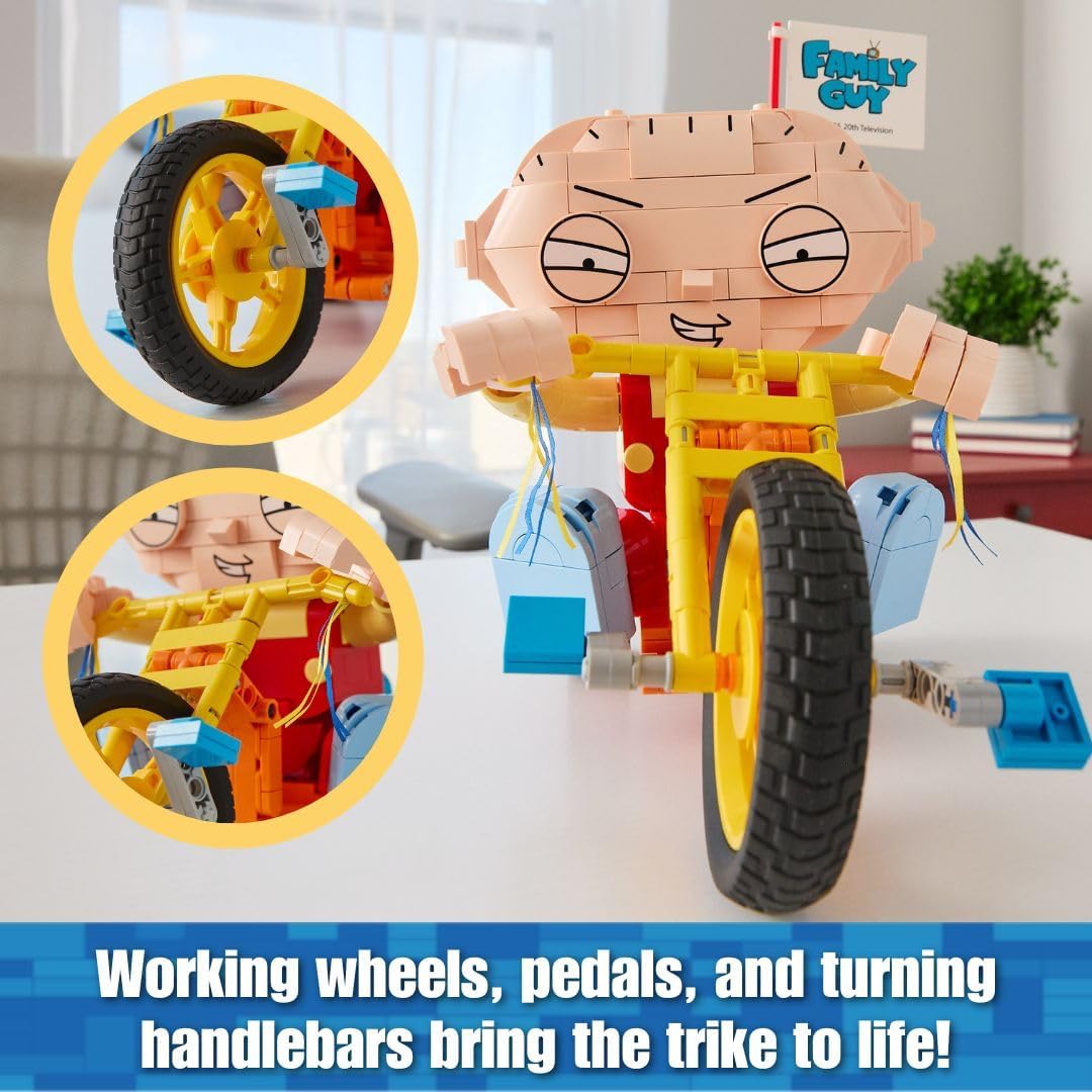 Family Guy Stewie on Trike Building Kit, 429-Piece Collectible Display Model