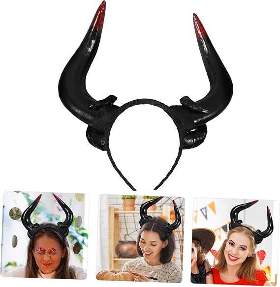 Halloween Cosplay Horn Headband Black Plastic Hair Accessory Photo Prop for Costume Cosplay, Gorgeous Style, Halloween Season Party Dress, Black Finish