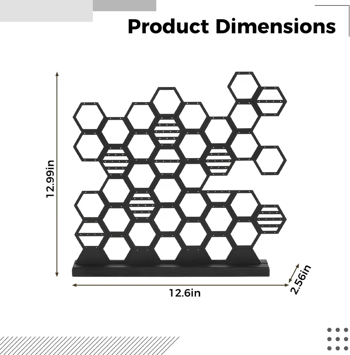 Black Honeycomb Wood Earring Holder, 140+ Hole Jewelry Display Stand for Studs & Dangle Earrings
