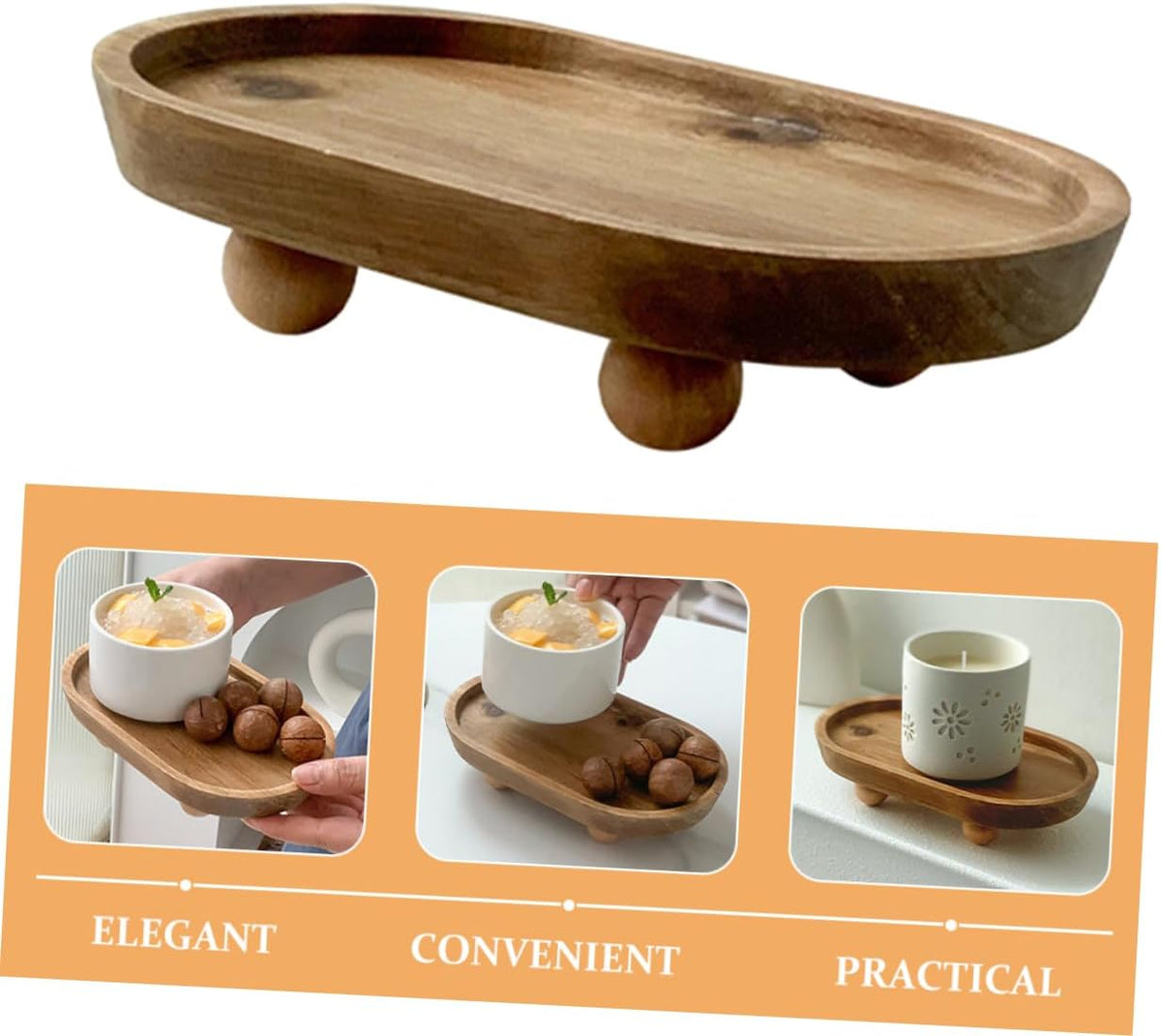Handmade Wooden Tray Decorative Minimalist Design for Charcuterie Cracker Dessert Serving