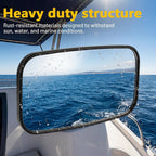 Boat Rear View Mirror, Upgrade Marine Mirror with 300° Curved Surface, 8" W x 4.5" H Boat Mirrors,Marine Mirror for Ski Boats Pontoon Boats Water Skiing Sports Wakeboarding Surfing