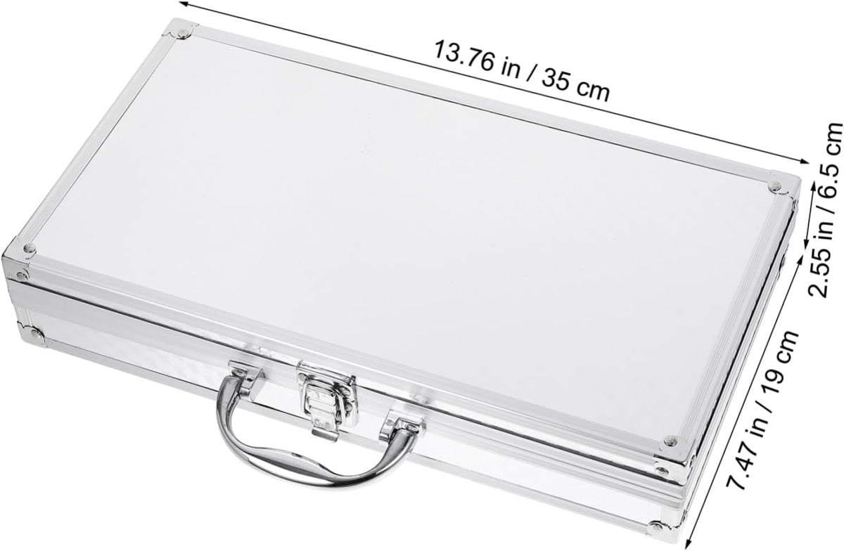 Silver Aluminum Alloy Tool Box Hard Shell Briefcase for Office Home Wear Resistant Lightweight Build, Clasp Security and Reinforced Corners, Stylish Silver Finish for Storage