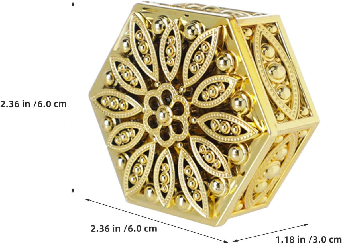 12 pcs Hexagonal Candy Gift Boxes Hollow Out Jewelry Wrapping Box for Wedding Favors Christmas Parties Candy Container Packaging 2.36 X 2.36 X 1.18 in Gold