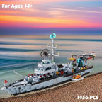 Battleship Building Set, 6-in-1 Military Warship Model, 1,456 Pieces