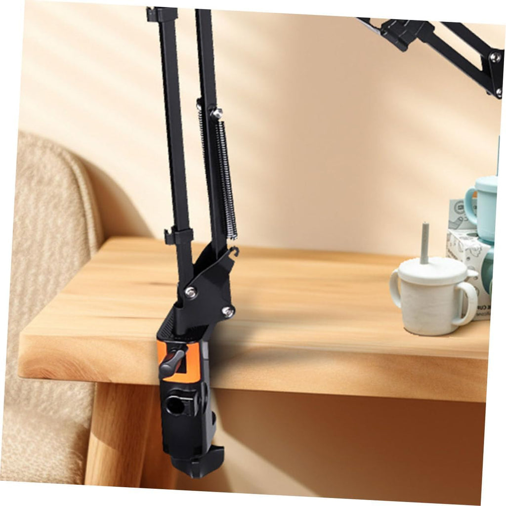 Iron Desktop Bracket Clamp for Microphone Stand Holder Black Iron Build, Non Slip Grip, Adjustable Screws, Desk Mounting Clamp for Home Studio Use