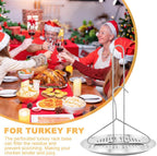 Turkey Rack, Stainless Steel Vertical Turkey Roasting Stand, Poultry Chicken Holder Accessories, Heavy Duty Aluminum Roasting Drip Pan, for Outdoor Deep Fryer