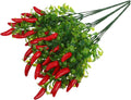3pcs Lifelike Faux Red Chili Pepper Stems Decorative Artificial Twigs for DIY Floral Arrangements Plastic Simulation Green Plants for Home Decor
