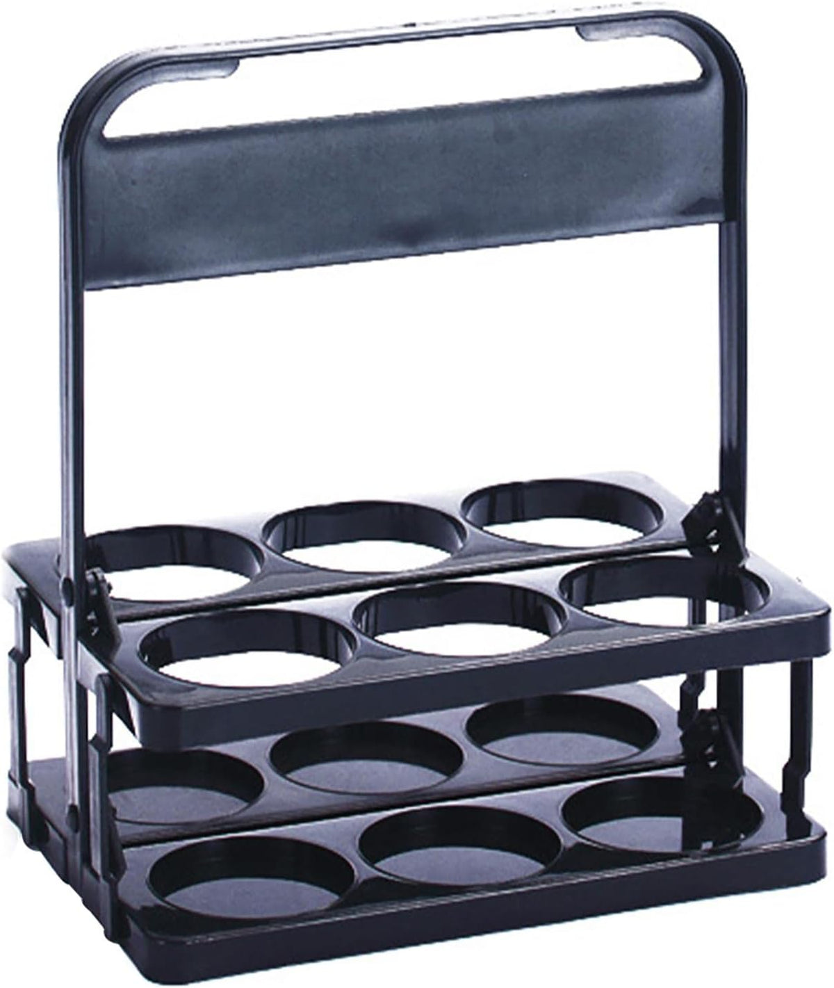 Foldable 6-Bottle Carrier with Handle, Plastic Drink Transport Holder for BBQ, Picnic & Delivery, Black