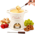 Fondue Pot Set, Ceramic Chocolate Melting Cup with 2 Forks, No Candles Mini Hot Pot Bowl can Melting Cheese Butter Chocolate Caramel, Gifts for Birthday Christmas Date Night Weddings Valentines