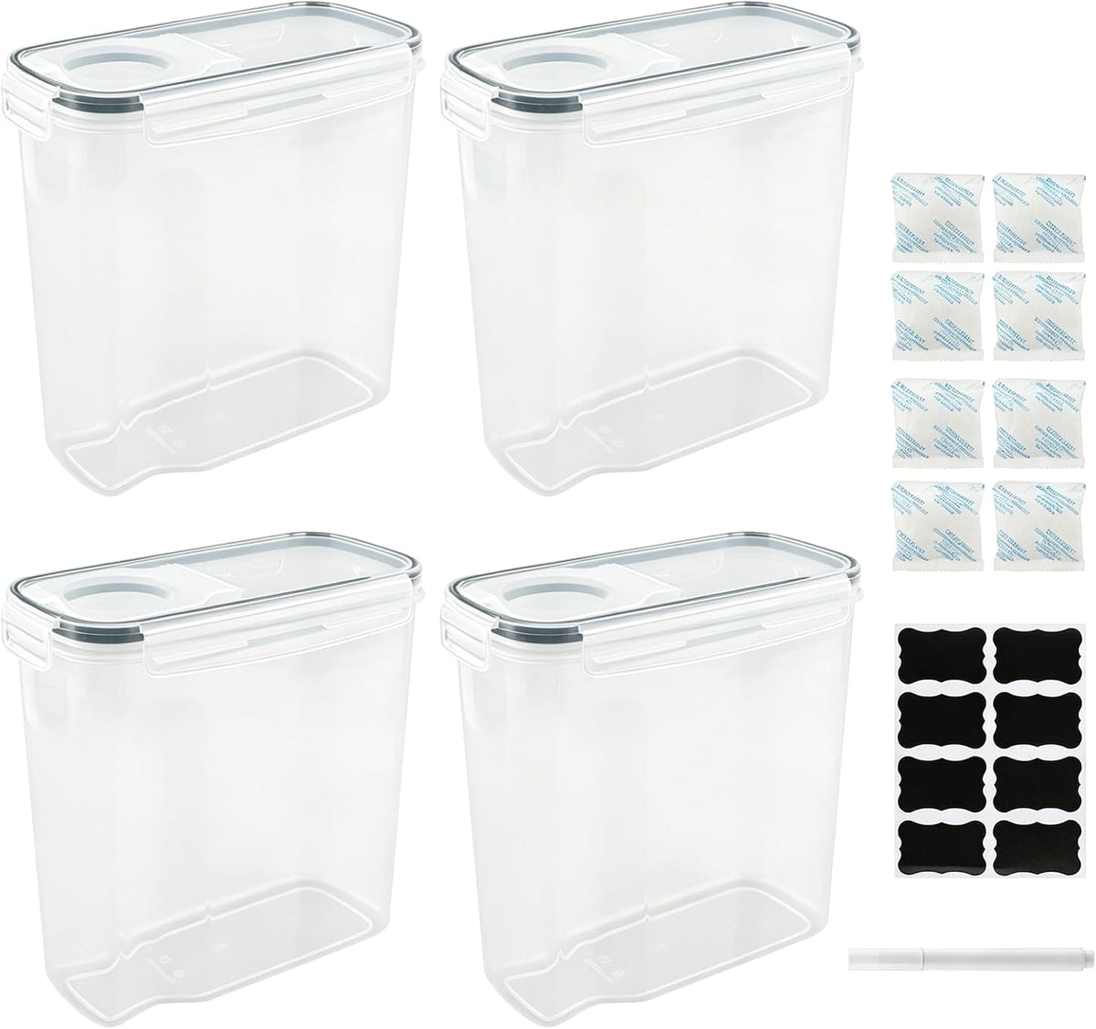 Filament Storage Box, Airtight Container for Single 500g Small Spools 4 pcs Transparent Airtight Dry Storage Boxes with Desiccants and Label for 3D Printer Filament Sealing and Protection