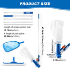 Pool Skimmer Net, Swimming Pool Cleaning Kit, Vacuum Cleaner Bottom Brush Mesh Leaf Bag Semi-deep Skimmer Net & Adjustable 47-61in Pole
