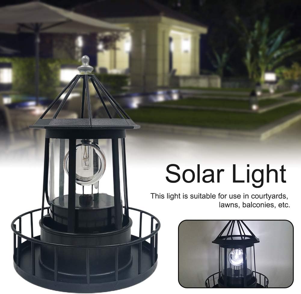 Solar Lighthouse, LED Solar Powered Lighthouse, 360 Degree Rotating Lamp,Solar Powered Lawn Lights,IP65 Waterproof LED Solars Lighthouses Garden Yard Outdoor Decor