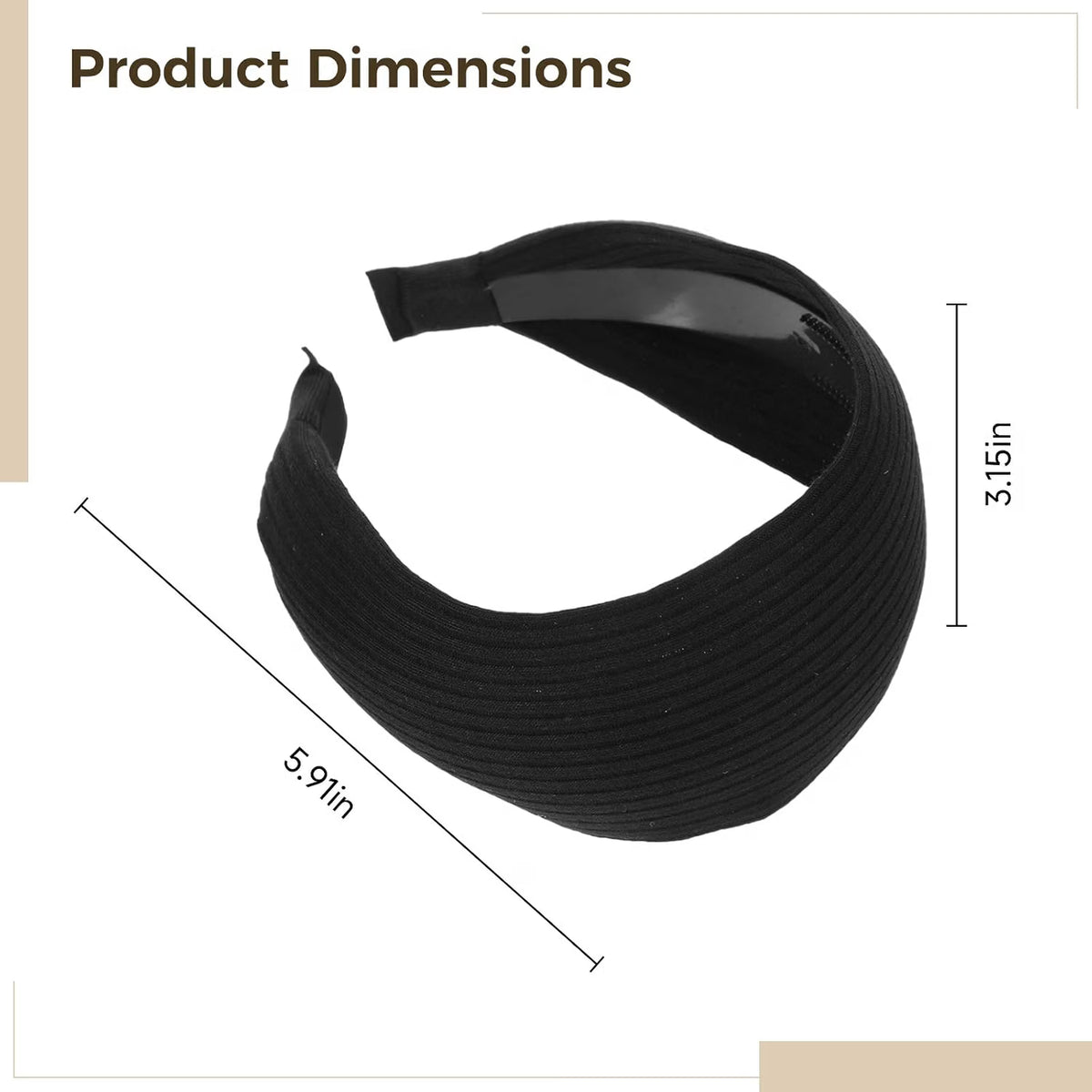 Extra Wide Knit Headband for Women, Black Non-Slip Elastic Hair Wrap