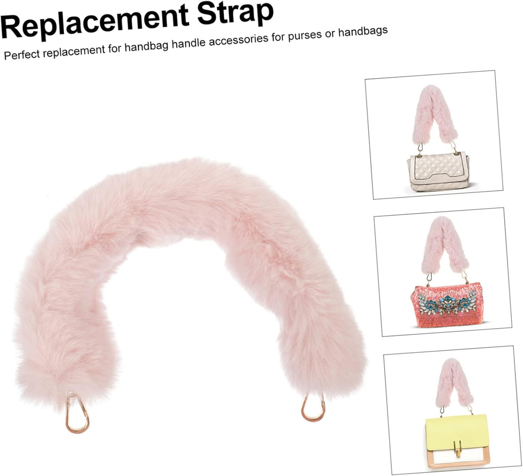 Plush Handbag Strap Replacement for DIY Purse Making Pink Versatile Removable Design, Easy Installation, Beaded Purse Projects, Decorative Belt Use, Handbag Craft Supplies