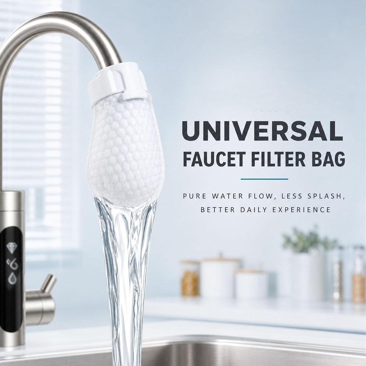 Universal Faucet Cotton Bag, Kitchen Sink Mesh Cotton Sleeve Strainer, Soft Water Flow Anti-Splash Faucet Straining Bag for Kitchen & Bathroom Sink Use (300pcs)