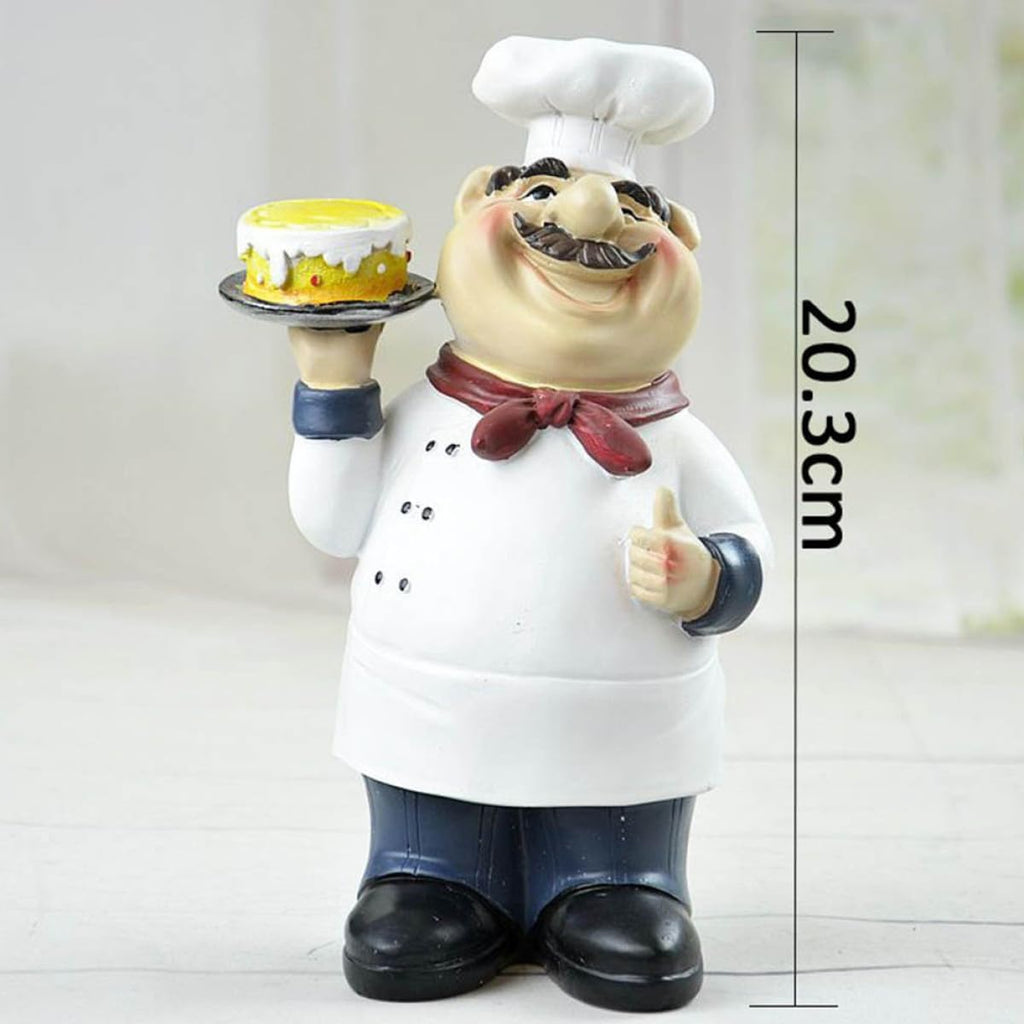 Creative Cake Chef Figurine Resin Mini Sculpture for Home Decor White Collectible Accent, Portable and Practical, Crafted for Kitchen Tabletop, Bar, Cafe Display