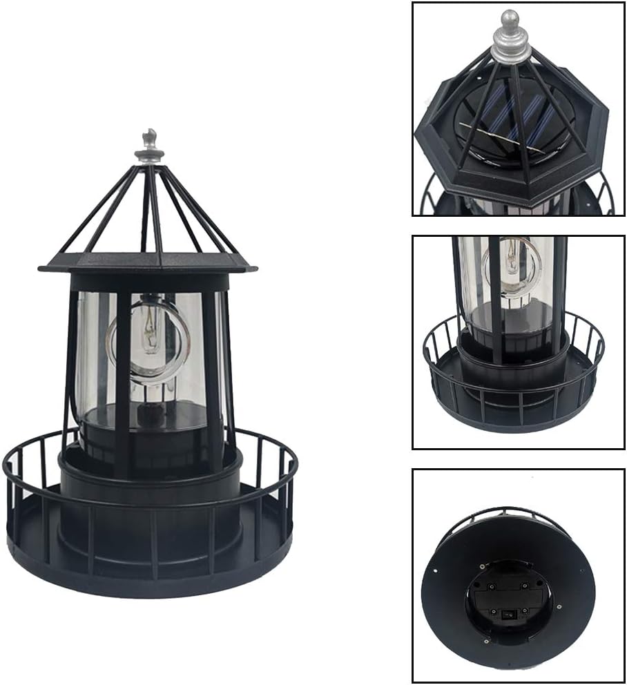 Solar Lighthouse, LED Solar Powered Lighthouse, 360 Degree Rotating Lamp,Solar Powered Lawn Lights,IP65 Waterproof LED Solars Lighthouses Garden Yard Outdoor Decor