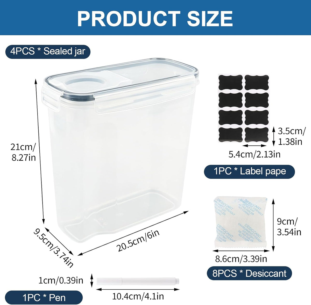 Filament Storage Box, Airtight Container for Single 500g Small Spools 4 pcs Transparent Airtight Dry Storage Boxes with Desiccants and Label for 3D Printer Filament Sealing and Protection