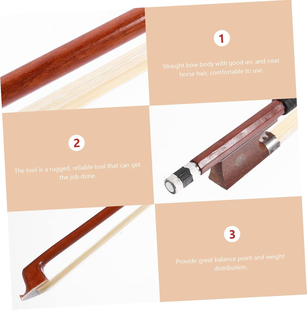 Violin Bow with Horse Hair Student Violin Bow Red Sandalwood Comfortable Use Great and Practice