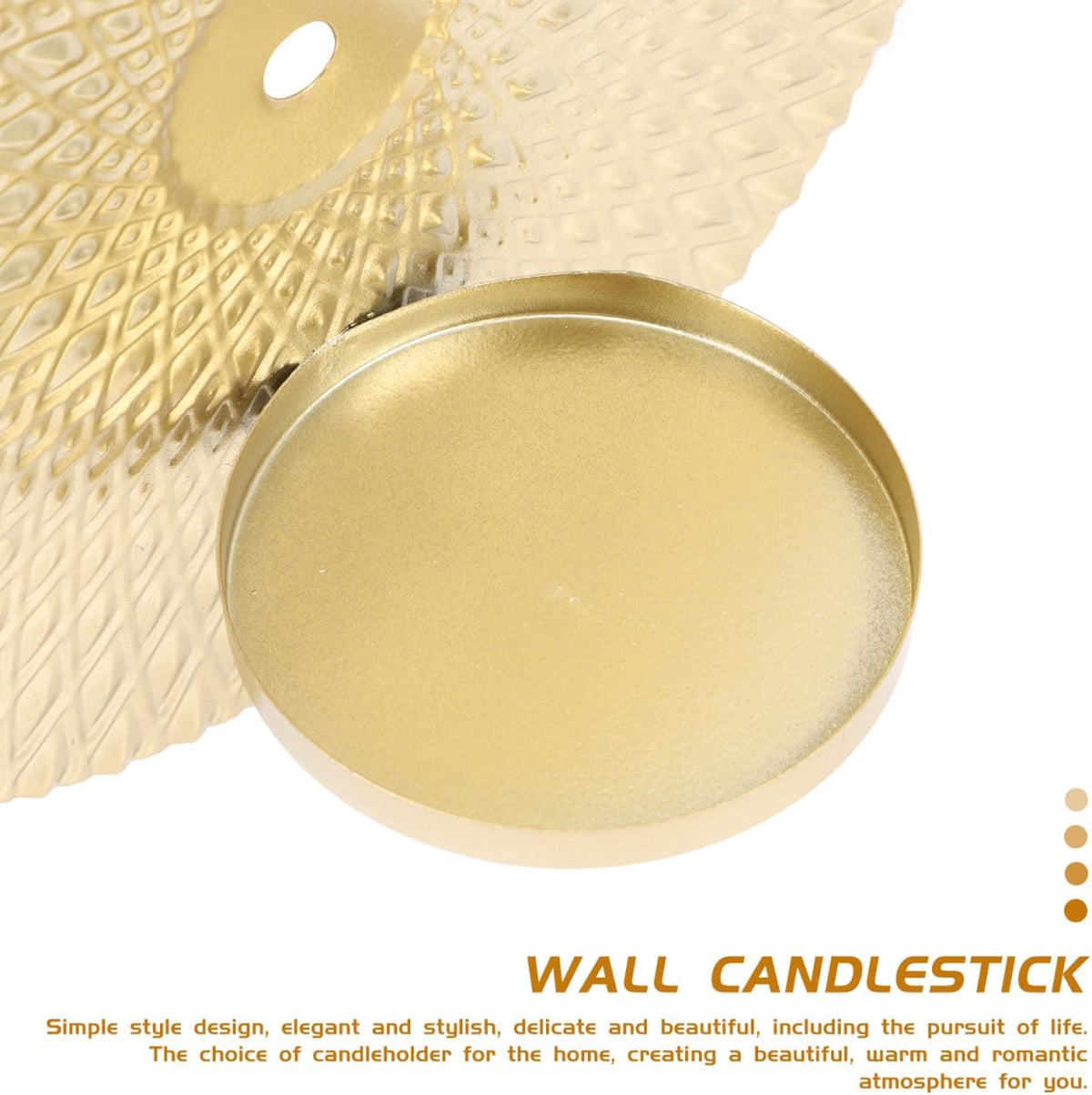 Gold Round Disc Wall-Mounted Iron Candleholder 5.90 X 5.90 X 2.36 in Iron Build, Gold Finish, Simple Style, Home Bar Restaurant Decor, Wall Decoration