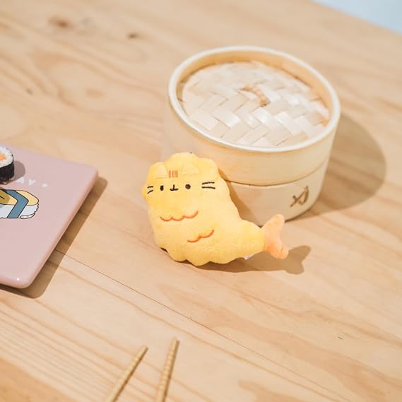 Pusheen Sushi Roll Plush Keychain - Pusheen Stuff Polyester plush, metal clasp, 4.7in tall, pusheen sushi design, cute keychain charm, kawaii gift