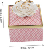 Pink Ceramic Trinket Box with Lid, Ring Holder for Jewelry Xmas