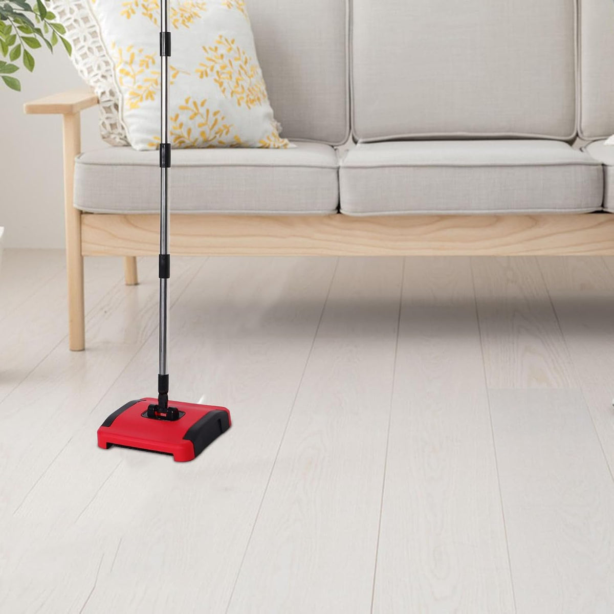 Manual Carpet and Floor Sweeper with Adjustable Height PP and Stainless Steel Build, Versatile Home Cleaning, Convenient Push Design for Tiles and Carpet