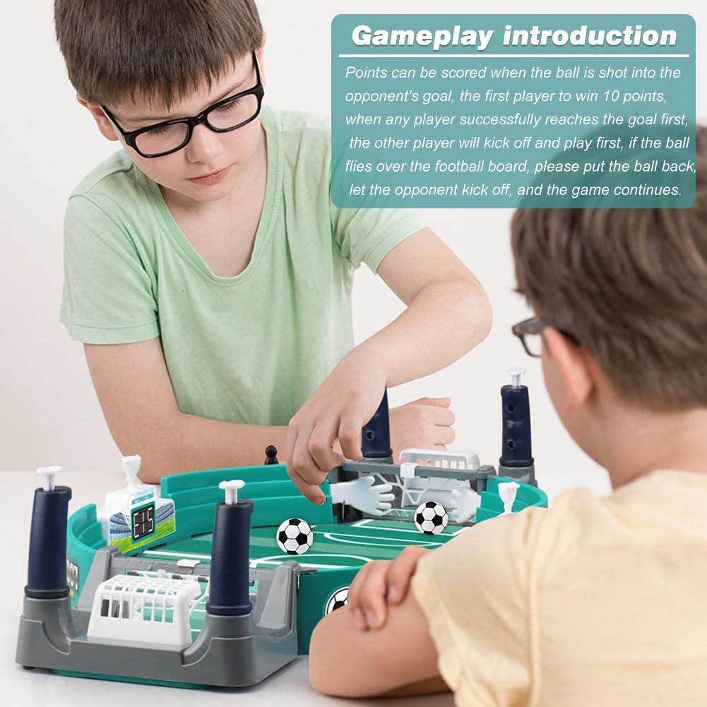 Football Table Interactive Game, Mini Foosball Games Tabletop Games for Adults, Party Battle Board Toy Interactive Game Room Family Night, Green with 8 Balls for Ages 12+