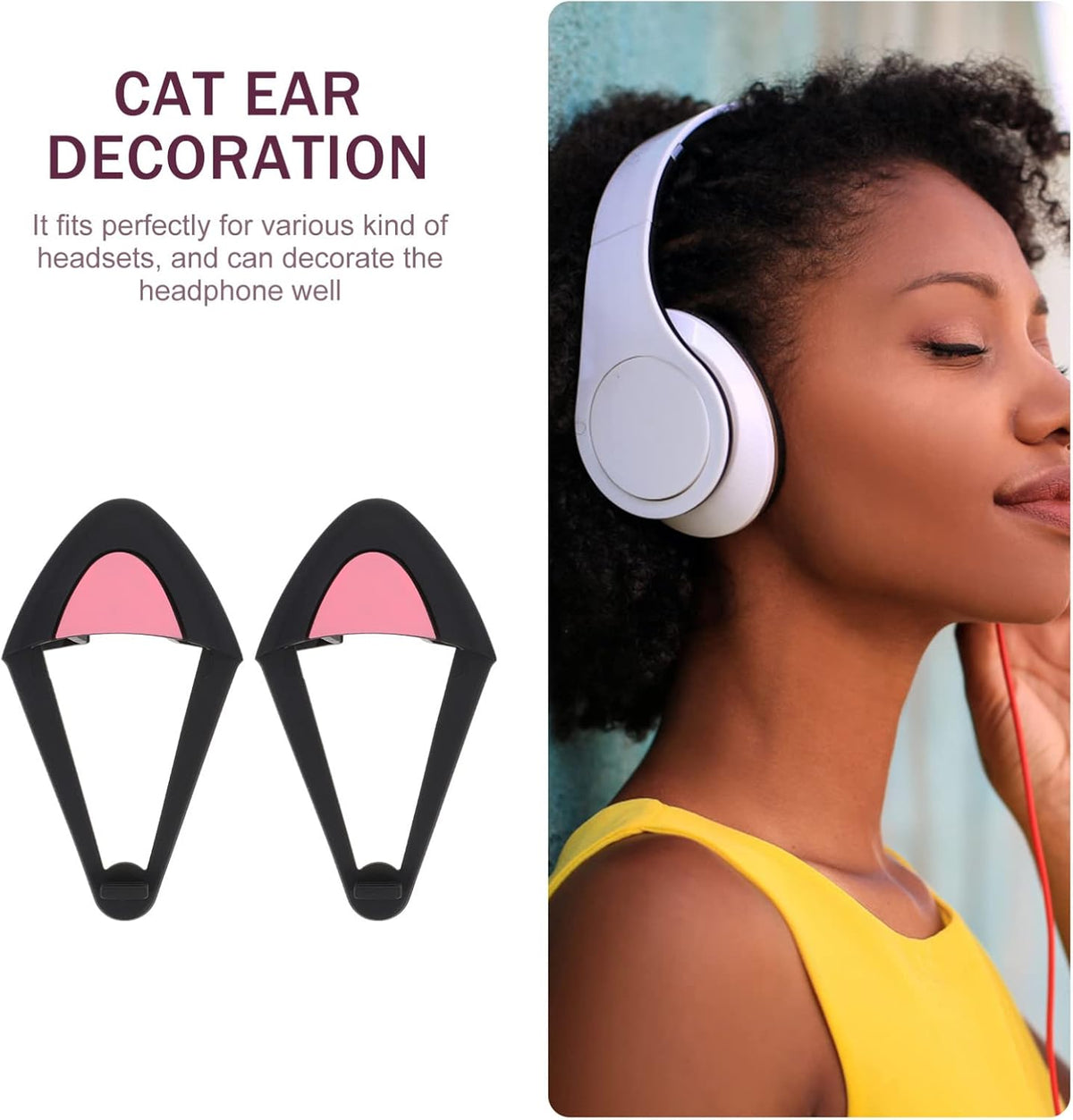 1 Pair Cute Cat Ear Headset Decorations of Adorable Cat Ear Shaped Adornments for Headphones Ideal for Gamers Streamers and Cosplayers Universal Fit and Easy to Attach