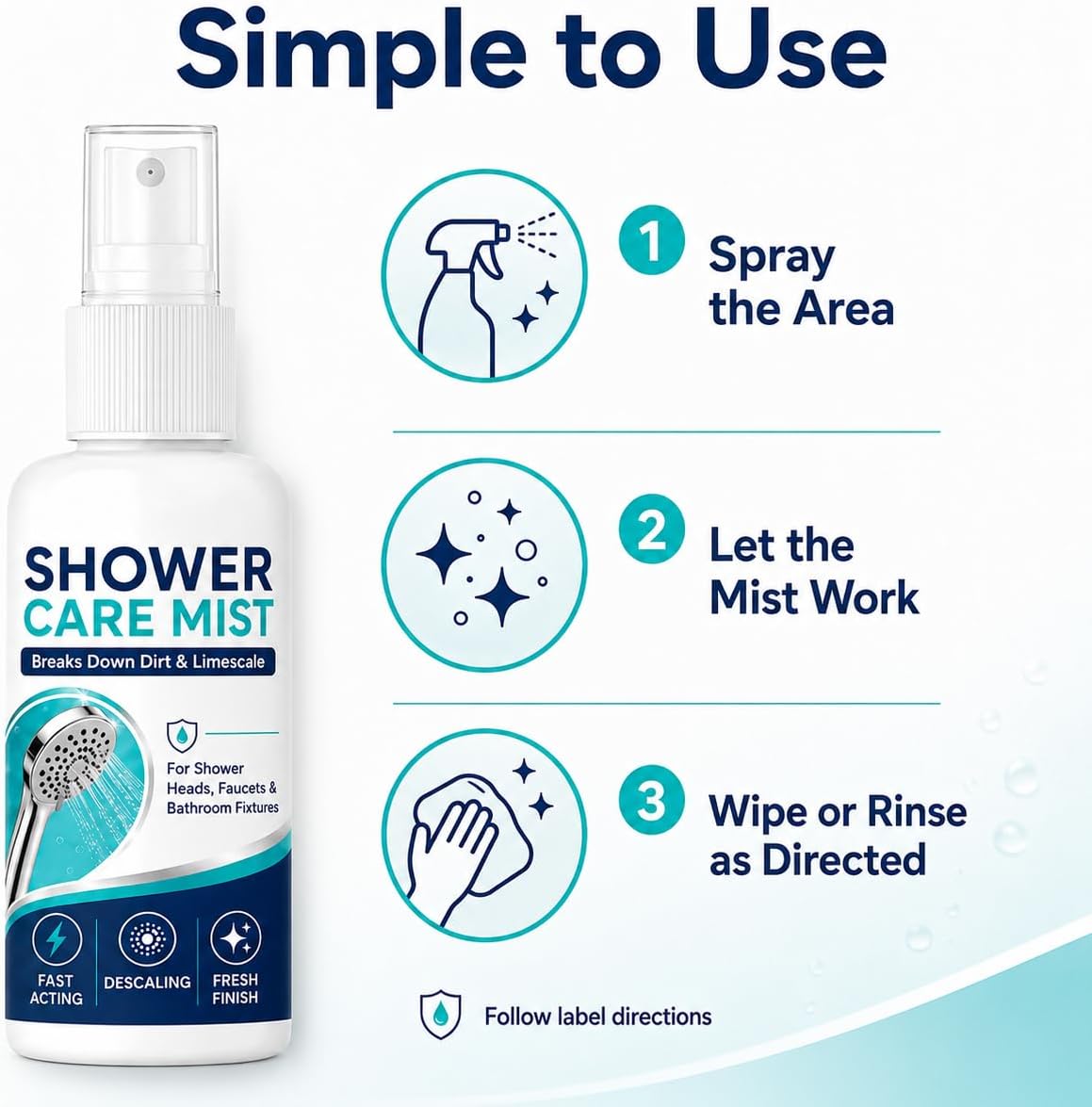 Fast-Acting Shower Limescale Remover Spray, Shower Care Mist, 50/100ml (100ML)
