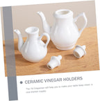 2pcs Ceramic Vinegar Pot Vinegar Dispenser Syrup Cruet Bottle Olive Oil Bottle Dispenser Ceramic Oil Dispenser Sauce Pitcher Kitchen Multifunction Ceramics Sauce Pot White
