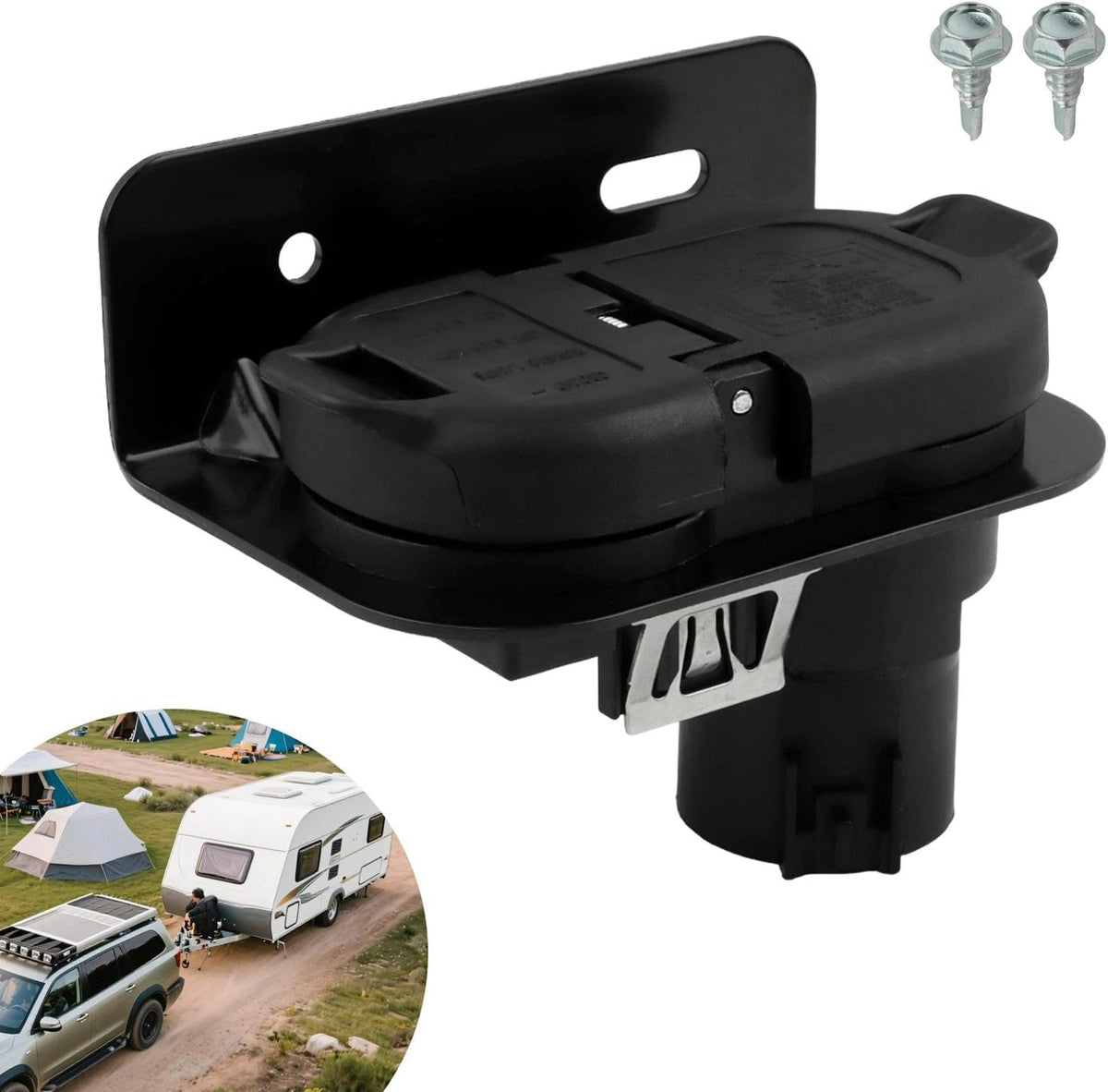 7-Way Blade & 4-Pin Flat Trailer Plug Kit with Bracket, Trailer Brake Harness, Compatible with 2009-2023 Fo rd F150 F250 F350 Trailers Connector 9U5Z-14489-MAA