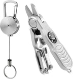 Fishing Line Cutter Tool, Fishing Scissors, Fly Tying Scissors, Multi-Function Folding Angler Accessory with Retractors and Knot Tying Tool, Stainless Steel Blades for Mono and Fluoro Lines