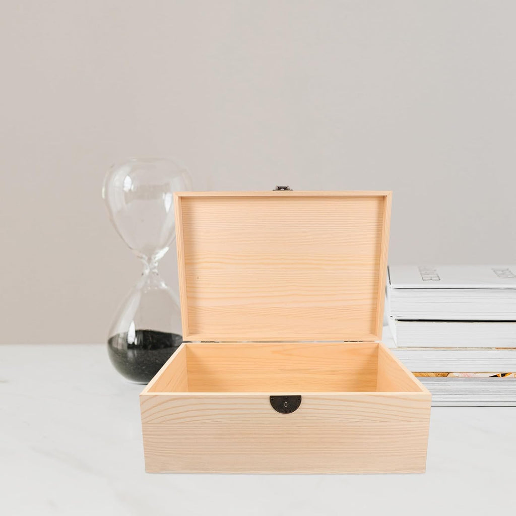 Retro Jewelry Case Wooden Box with Hinged Lid and Front Clasp Dresser or Bedside Use, Holds Jewelries and Small Sundries, Multipurpose Wooden Storage with Easy Open Close