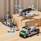 Battleship Building Set, 6-in-1 Military Warship Model, 1,456 Pieces