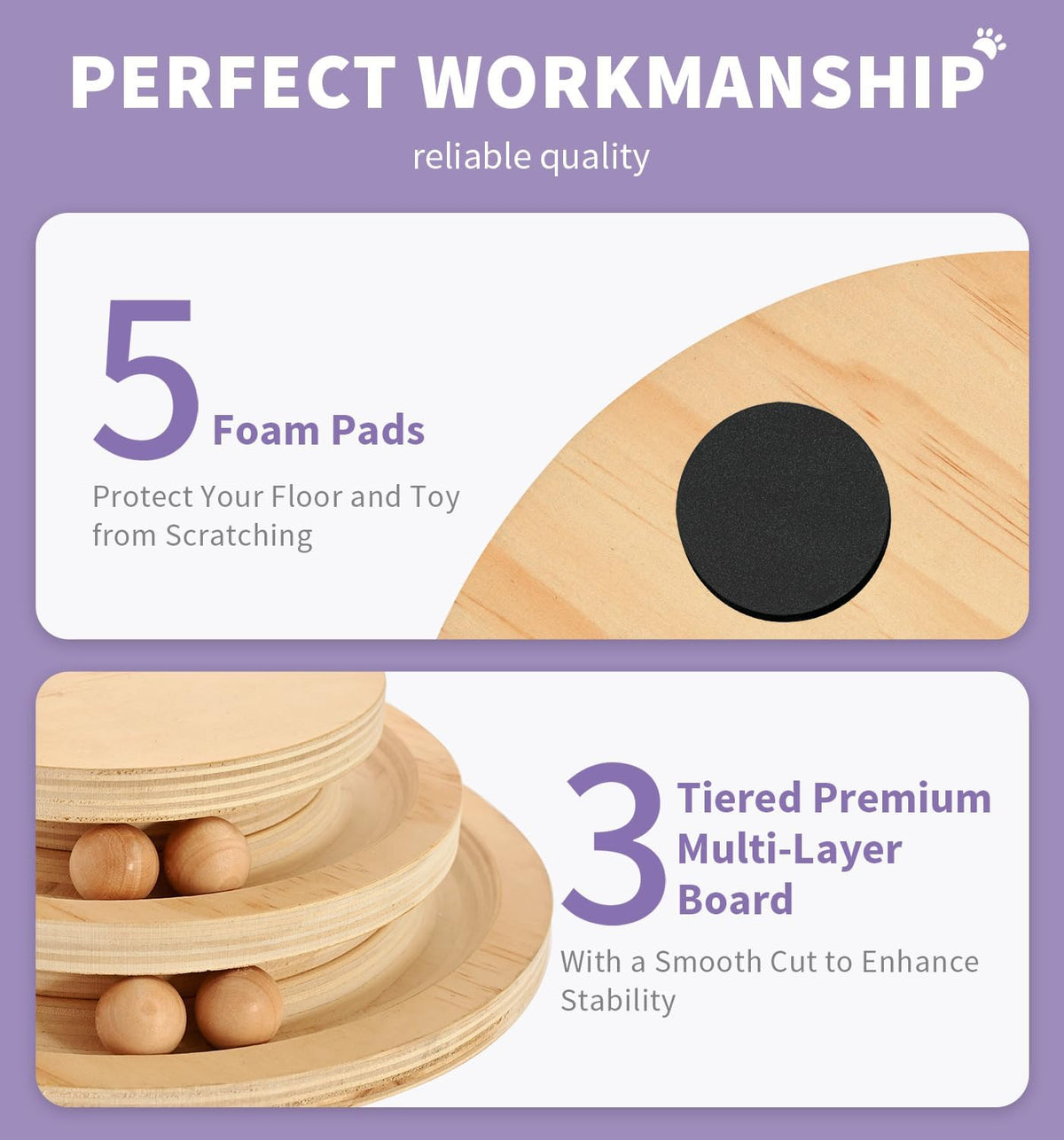 Made4Pets Kitten Scratching Post, Indoor Cat Toy with Ball Track